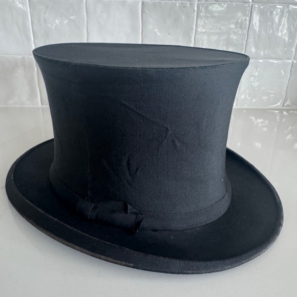 A.J. White Ltd Other - A.J. White Ltd Top Hat Mens 7 1/4 Black Silk Grosgrain Collapsible Opera London